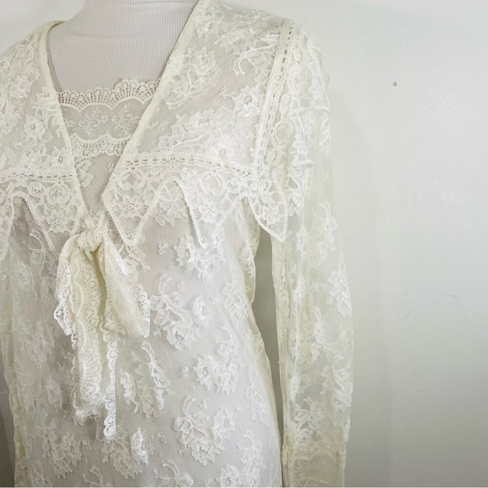 NWT Jessica McClintock 80 90s Lace Wedding Long Sleeve Dress 8 Deadstock Vintage - Picture 3 of 14